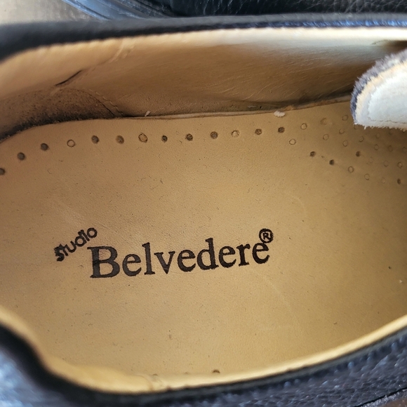 Studio Belvedere Bay Bridge Men's Size 11D Black Leather Split Toe Oxford Shoes - Picture 7 of 11